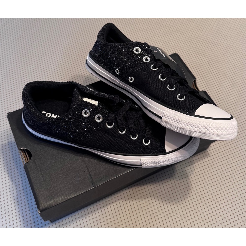Converse Chuck Taylor All Star BLING Madison Ox Black Glitter Sneakers Women's 9